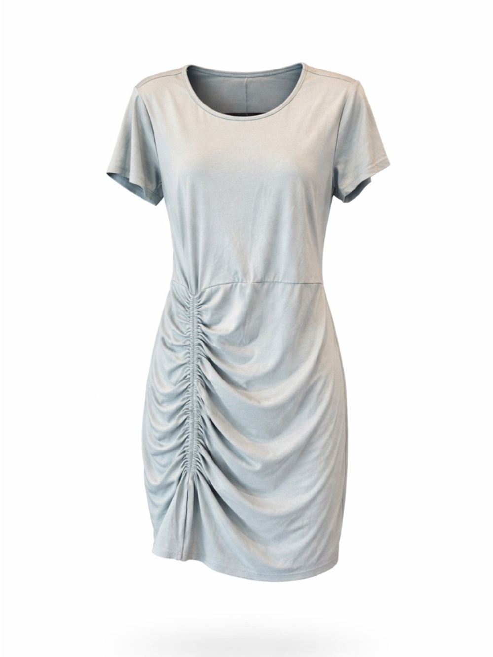 Aifer Light Green Ruched Scoop Neck T-Shirt Dress Size XL Short Sleeve Casual